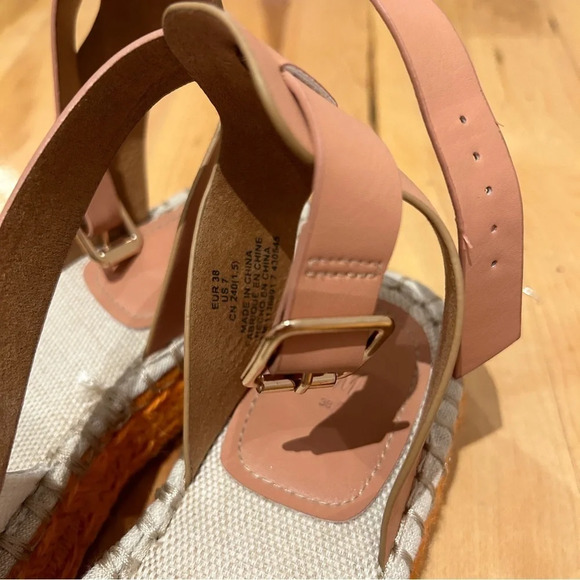 H&M Paris theme orange ‎ and white espadrille sandals 38 - Picture 8 of 11